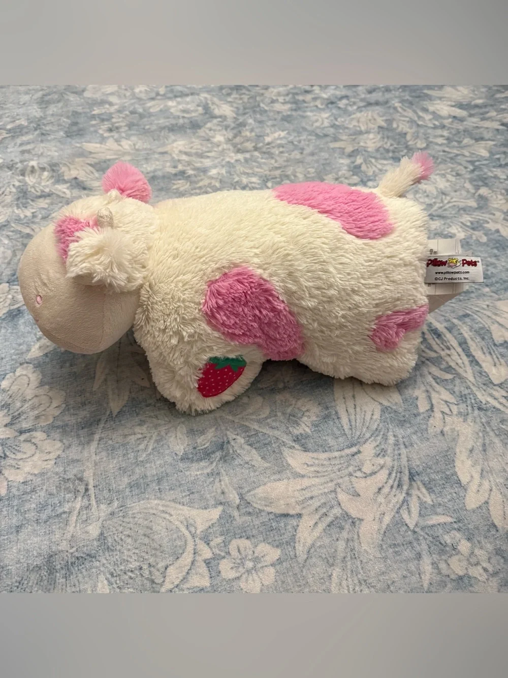 Pillow pet Plush pink strawberry Cow Pet Toy Pink and Cream Soft Stuffed animal